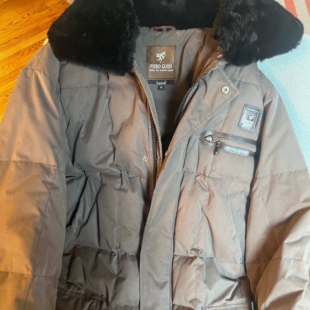 Piero Guidi Italian Down Parka Coat w/ Fur Hood XL – Excellent